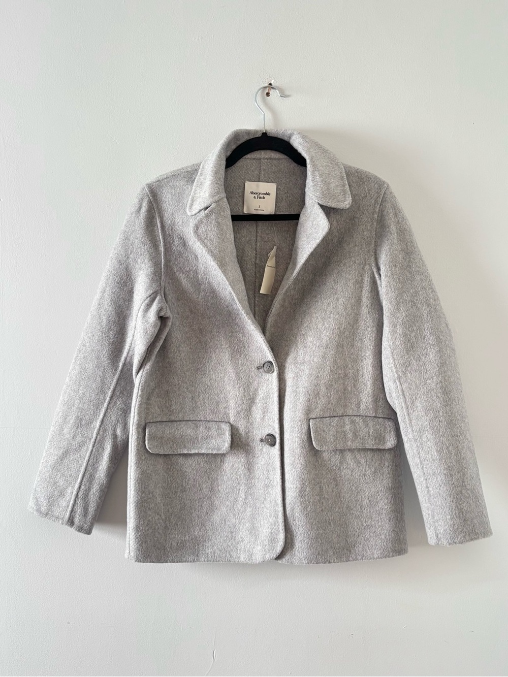 Abercrombie & Fitch NWT Wool Blazer Jacket Double Button Front Collar Grey